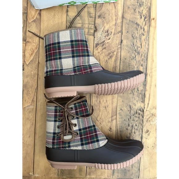 NIB!  #23 Women's Brown Plaid Duck Boots by MarleyLilly, Sz: 10 - Picture 3 of 6